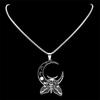 Witch Luna Moth Skull Crescent Necklace for Women Men Stainless Steel Gothic Insect Moon Phase Chain Jewelry Necklace
