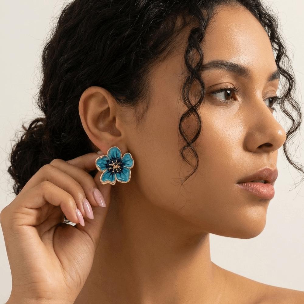 Colorful Floral Stud Earrings Enamel Drop Earrings Fairy Flower Earrings  Beach