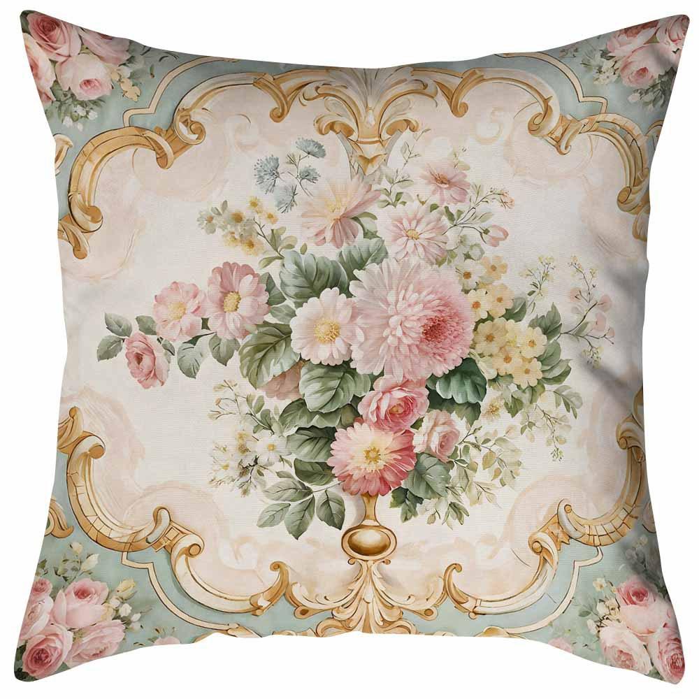 Retro Flowers Throw Pillow Covers With Digital Printing Of Short Plush Fabric Car-Shaped Sofa Cushion For Office Home Decor