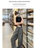 Women's American Spicy Girl Cargo Drawstring Wide Leg Casual Pants - Spring Loose Straight Leg Floor-Length Trousers