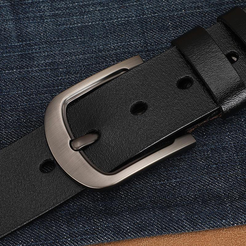 Men'S Belt Men'S Leather Pin Buckle Business Casual Belt Pure Cowhide Jeans Belt Trendy