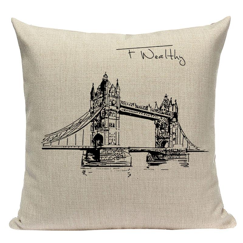 Simple Cushion Decorative Pillows Custom Cushion Cover Building Wind Pillow Case For Pillow Statue Of Liberty Pillow Case