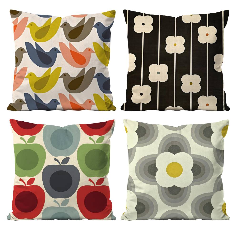 Fashion O-Orla k-Kiely Flower Pillow Case Anti-dustmite Pillowcase Invisible zipper silky short plush Sofa cushion cover