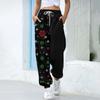 Women's Christmas  Print Casual Pants Drawstring Elastic Waist Drawstring Pants WIth Pockets