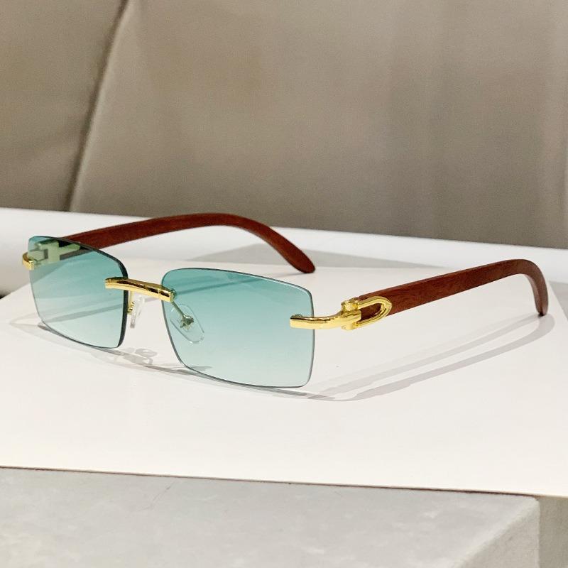 Brand Designer Small Rectangle Rimless Sunglasses for Men Women Trendy Driving Sun Glasses Ladies Travel Eyewear UV400