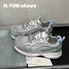 Leather mesh dad shoes women's spring and summer new lightweight single mesh round head versatile casual sports running shoes tide