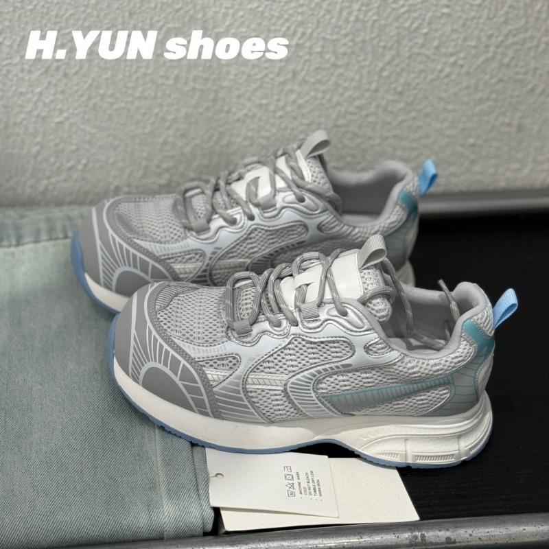 Leather mesh dad shoes women's spring and summer new lightweight single mesh round head versatile casual sports running shoes tide