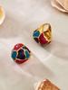 Chic Enamel Glaze Stone Ring: Stylish Handcrafted European-American Stainless Steel Jewelry.