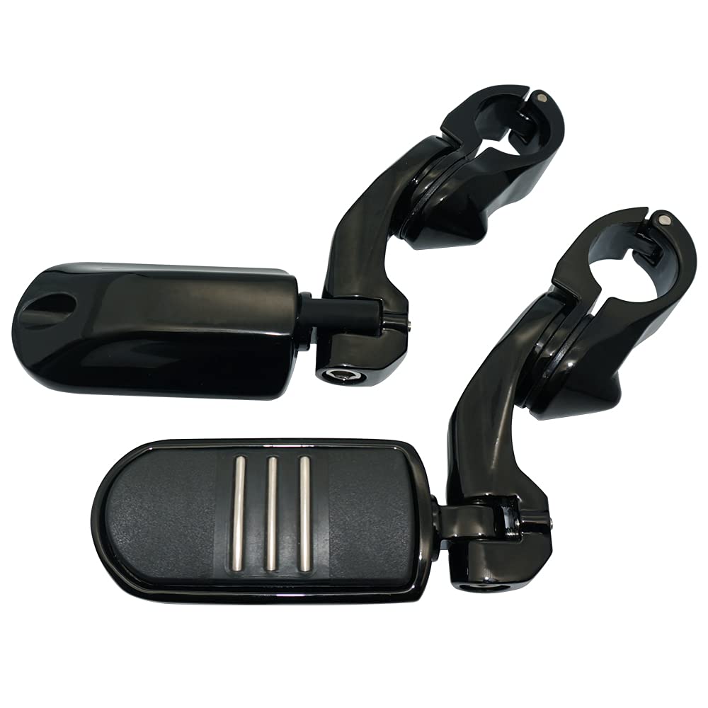 FOVPLUE Highway Motorcycle Adjustable Angle Highway Footpegs for Road Road Street Electra and 1 Highway Black 1.25" Pegs, Harley-Davidson Touring,