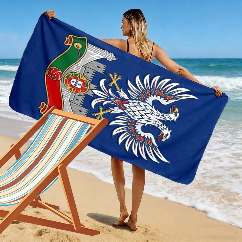 Portugiesisches Erbe Emblem Strandtuch Strandtuch für Urlaubsfotos Tragbar für Reisen Saugfähiges Badetuch Schwimm-schnelltrocknendes Badetuch