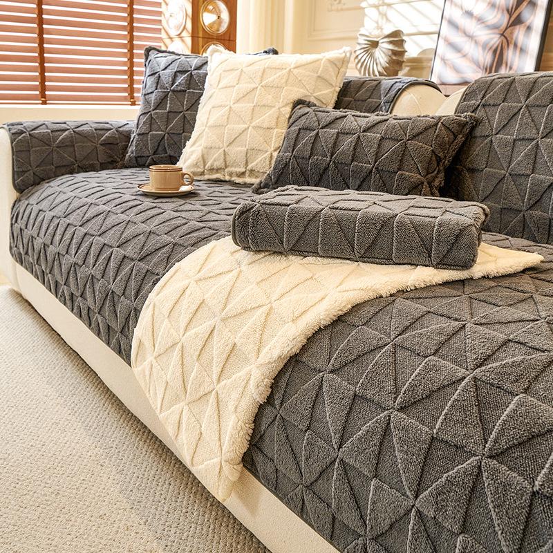 

Утолщенный Мягкий Хлопковый Вельвет Высокое Удержание Тепла Плюшевый Чехол для Дивана Простой Универсальный Удобный Теплый Подстилка на Диван Плед 70x70cm 1pcs серый