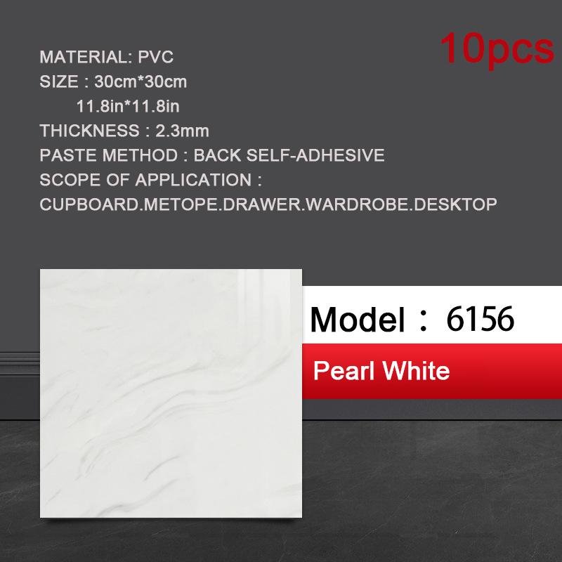 10pcs 30*30cm PVC Imitation Marble Floor Stickers Self-adhesive Wall Stickers Waterproof Bathroom Living Room Moden Decor Decals