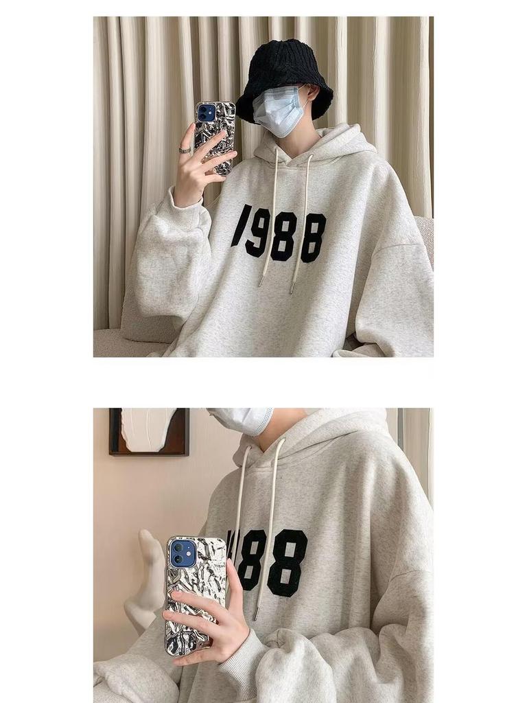 Herren Trendy Lockerer Kapuzenpullover mit Aufdruck - Herbst/Winter 2022 Plus Samt Pullover Sweatshirt
