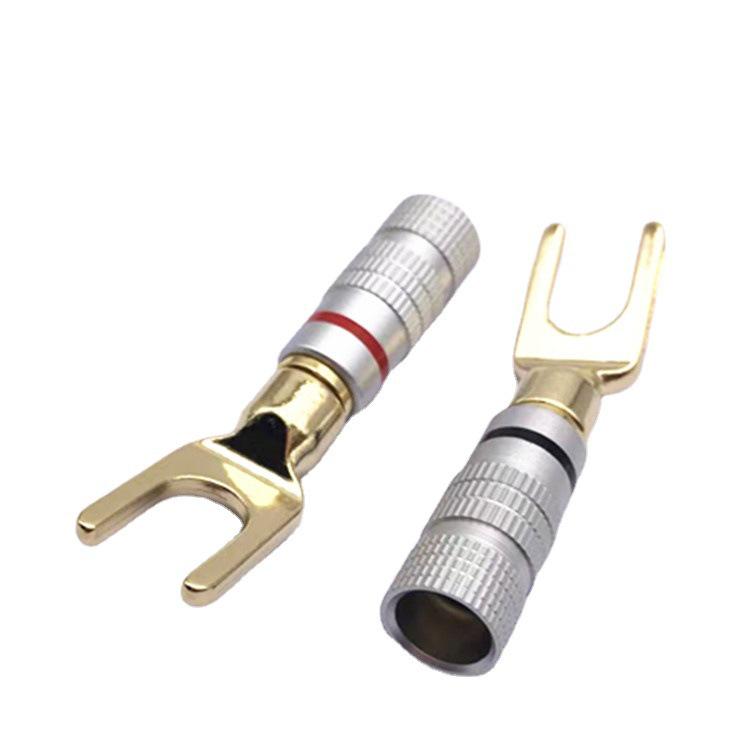 Nakamichi Gold-Plated Y/U Banana Speaker Connector, Red & Black