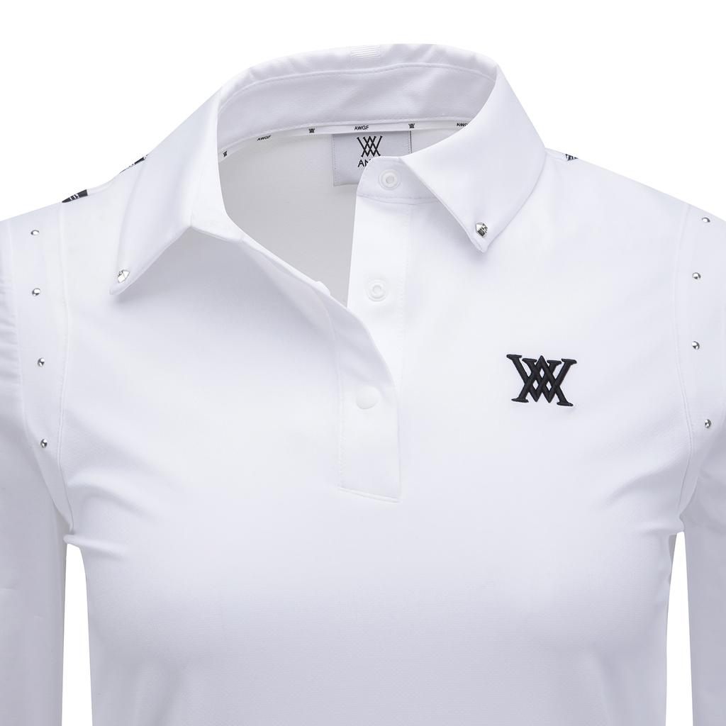 ANEW GOLF Women Signature Logo Hybrid Long T-Shirt_Wh