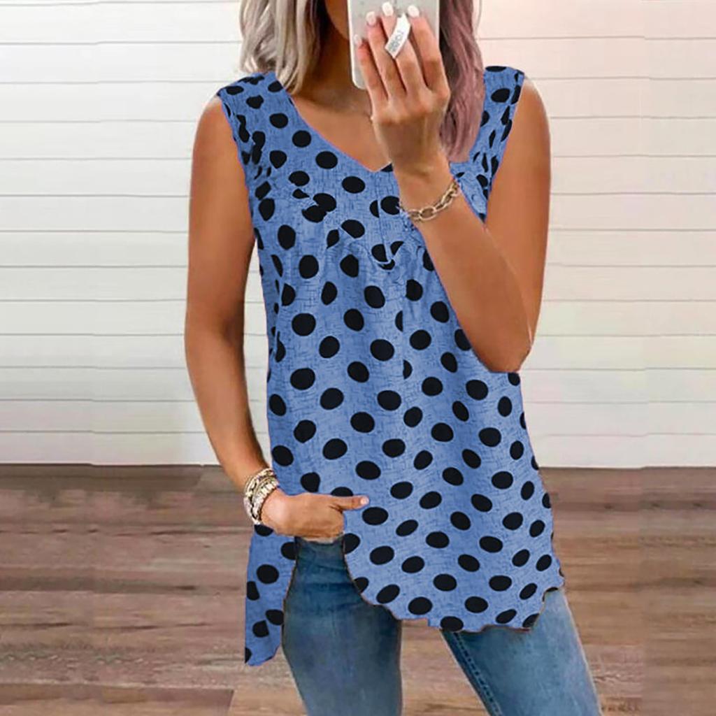 Ladies Camisole Top Loose Casual V-neck Small Dot Print Sleeveless Vest