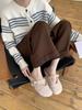 Fashion Women Lambswool Slippers Winter Sheep Fur Shoes Ladies Flat Cotton Slides Home Pantuflas Daily Slip on Furry Mules