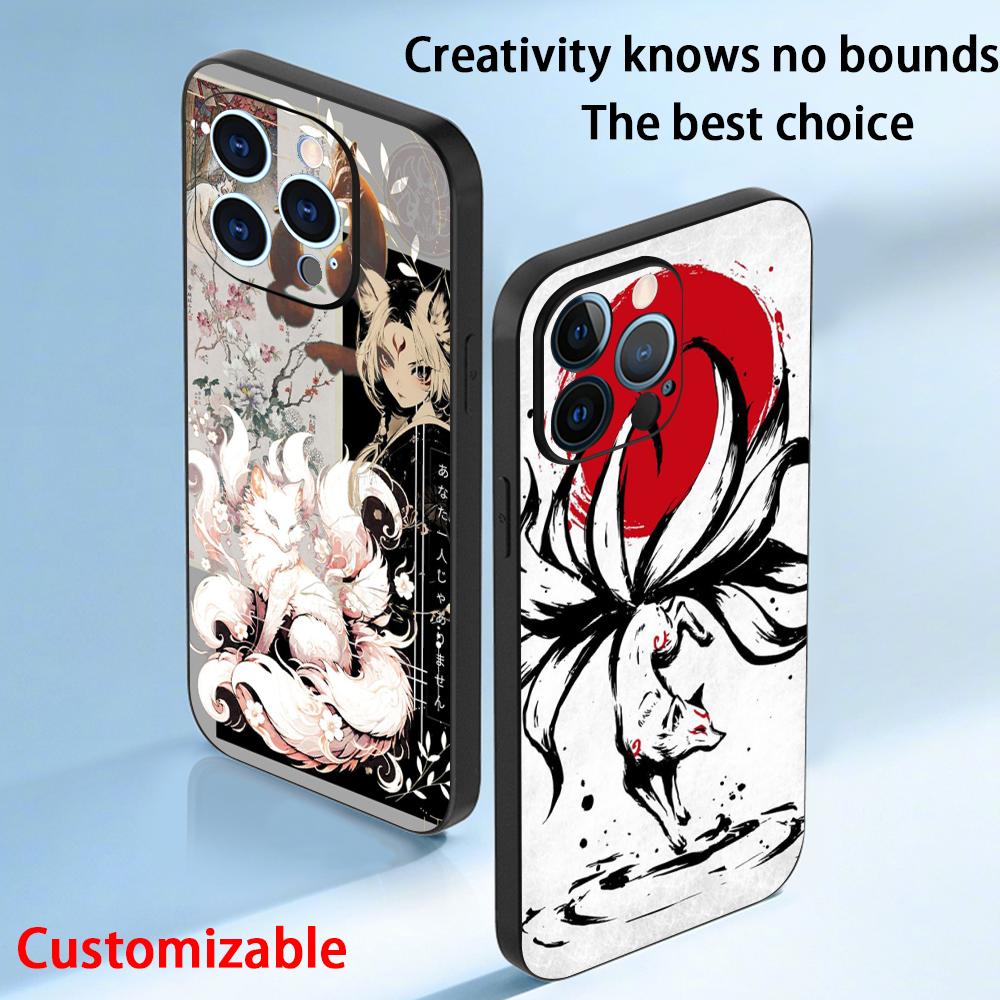 Nine-tailed fox art fashion design Phone Case For iPhone 17 16 e 15 14 13 12 Plus Mini Pro Max Soft black Shockproof Cover