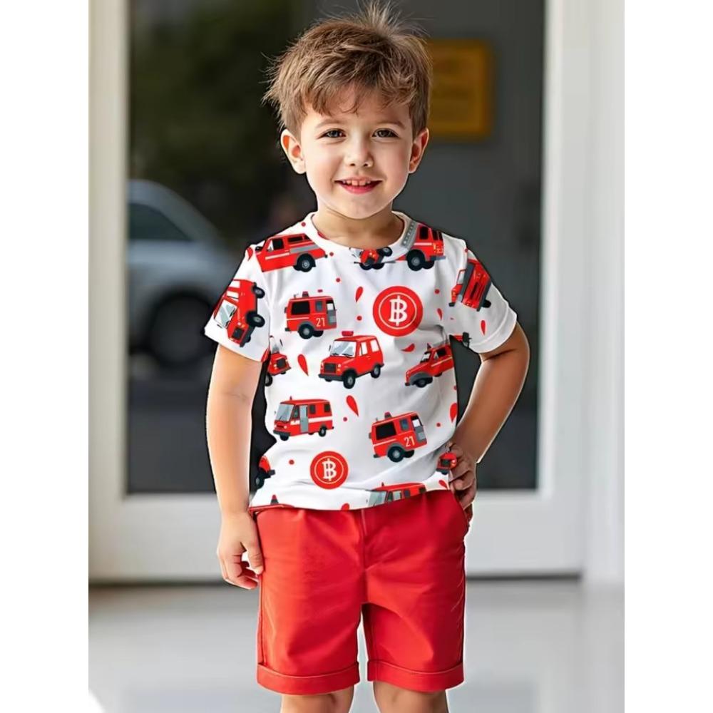 Summer New Fashion Trends Summer Children 3D Printed T-shirt Top Short Sleeve + Shorts Novel New Casual Children's Suit
