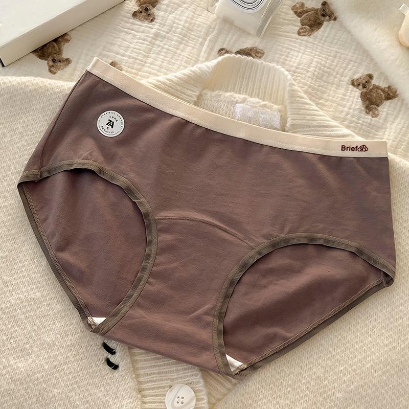 Plus Size Lady Spring and Autumn Cotton 7A Antibacterial Extended Crotch Middle Waist Triangle Briefs