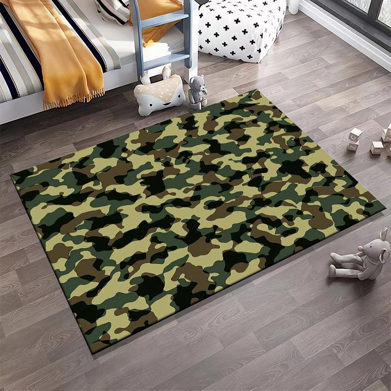 Camouflage-Muster Teppich mit Armeestil Grün1Braun1und Beige Design Geeignet für die Verwendung als Anti-Rutsch-Matte für1Zimmer und Schlafzimmer Sofas