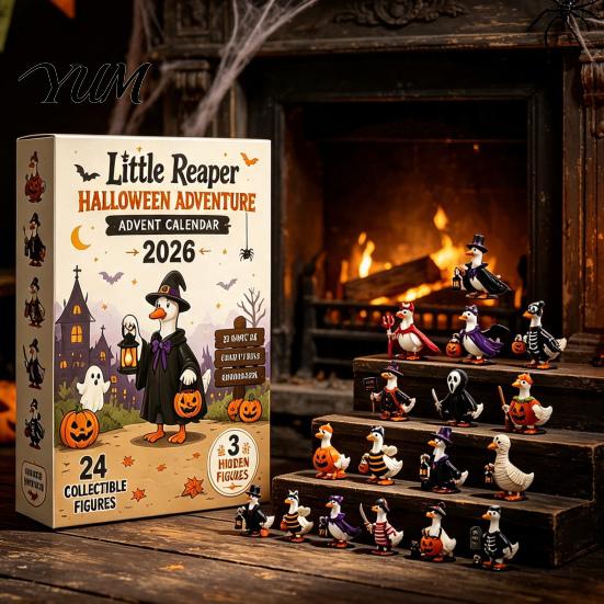 Halloween Countdown Calendar Goose Advent 2026, 24 Day with Cute Decorations Acrylic Duck Ornaments, Collectible Gift for Kids Teen Adults Unique