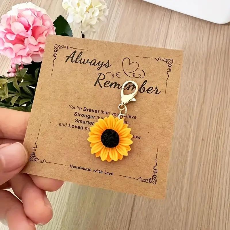 1/2 Pezzi Portachiavi Girasole Carino Portachiavi Fiore per Chiavi Auto Ciondolo per Zaino Borsa Ornamento da Appendere Custodia per Auricolari Accessori Regalo