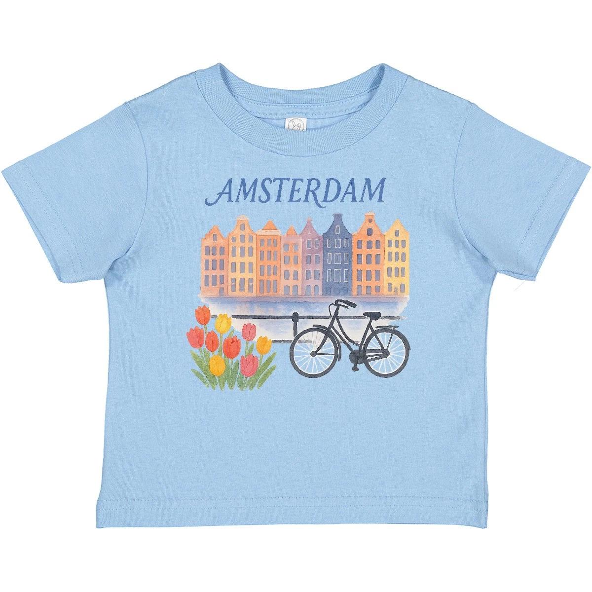 Inktastic Amsterdam Cityscape With Bicycle And Tulips Baby T-Shirt Infant Tees 110
