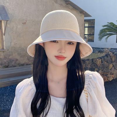 Spring Spring Hat Women's Versatile Bow Mesh Breathable Bucket Hat Summer Sun Hat