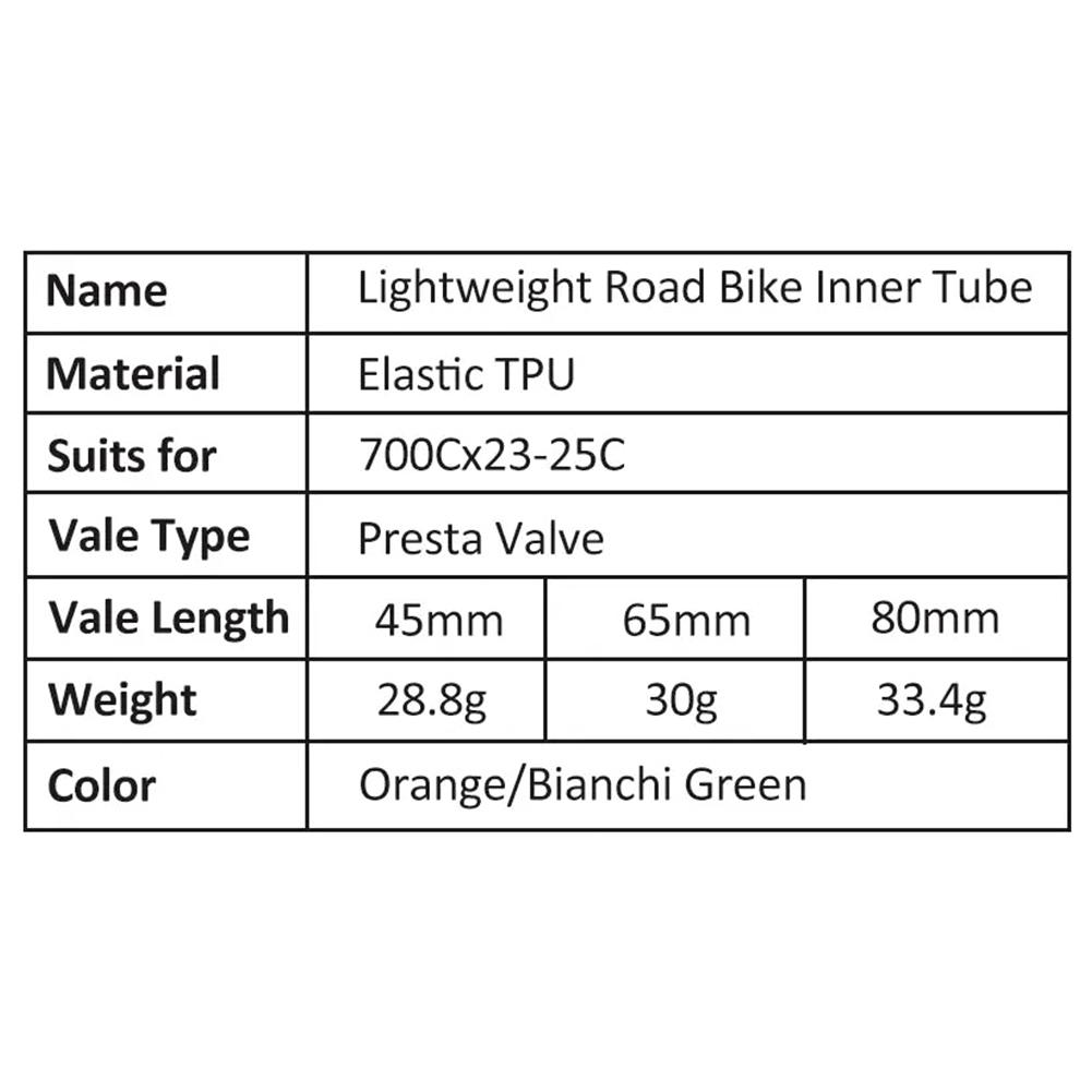 Ultralight Bike Inner Tube, Lightweight Road Bicycle TPU Tire, Portable Bike Interior Tire Tube 45L/65L/80L For Mountain Bike 700Cx23-35C/FV