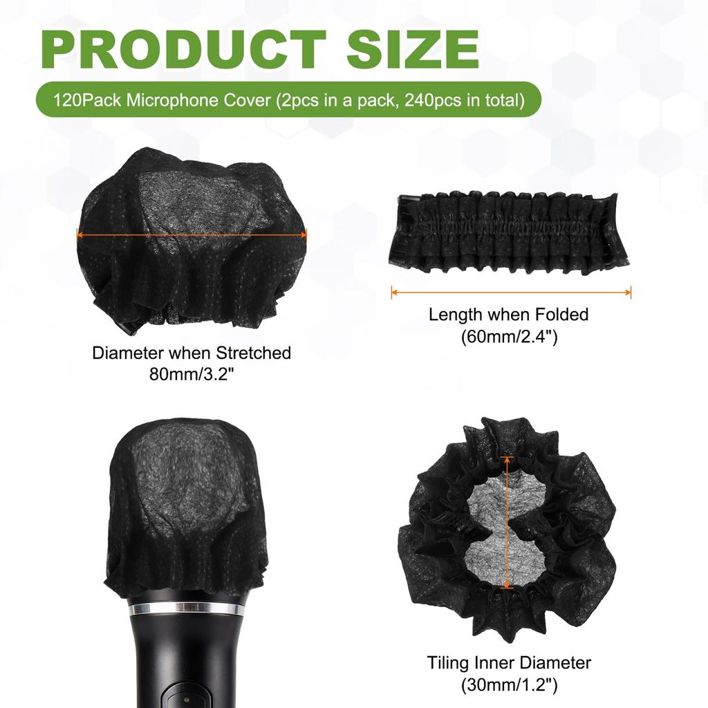 Uxcell 240-Piece Disposable Microphone Covers, Non-Woven Fabric, Soundproof and Dustproof Caps for Handheld Microphones, for KTV, Recording Studios,