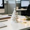 DIY Coloring Christmas Ornaments 3D Printed Tree House Kit, White Primer Miniature Model Window Display for Painting, Holiday Decor Craft Kids, Micro