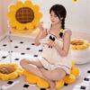 Soft Plushie Flower Throw Pillow, Large Yellow Decorative Cushion for Living Room and Office