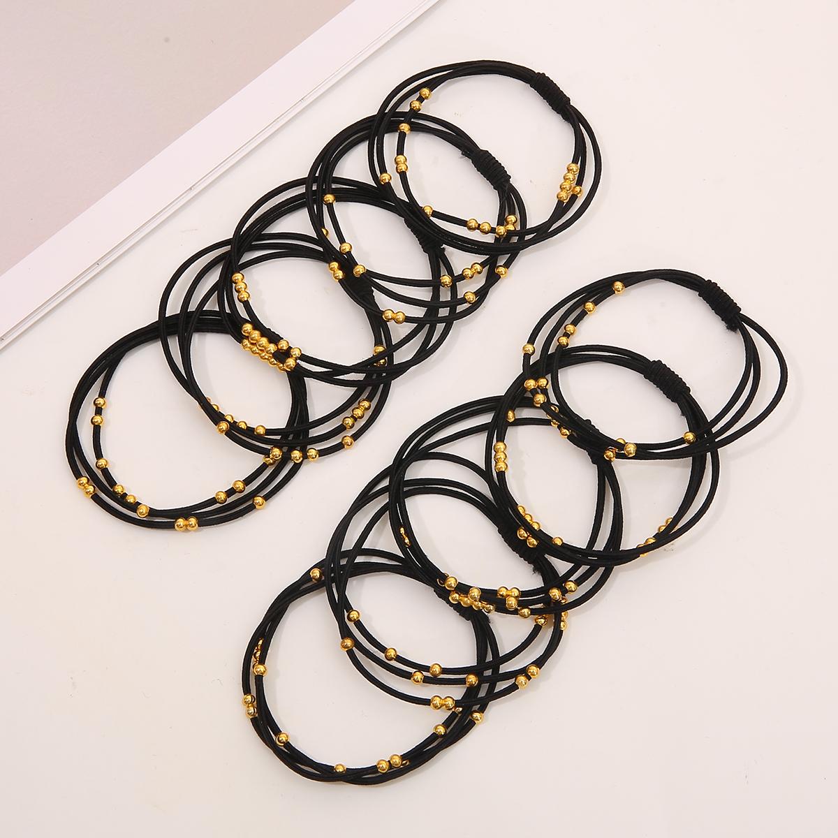 

Durability Beads Headband Hair Ring Head Rope Fashion Headwear For Girl Sweet Rubber Band Hair Accessories 10pcs чорний