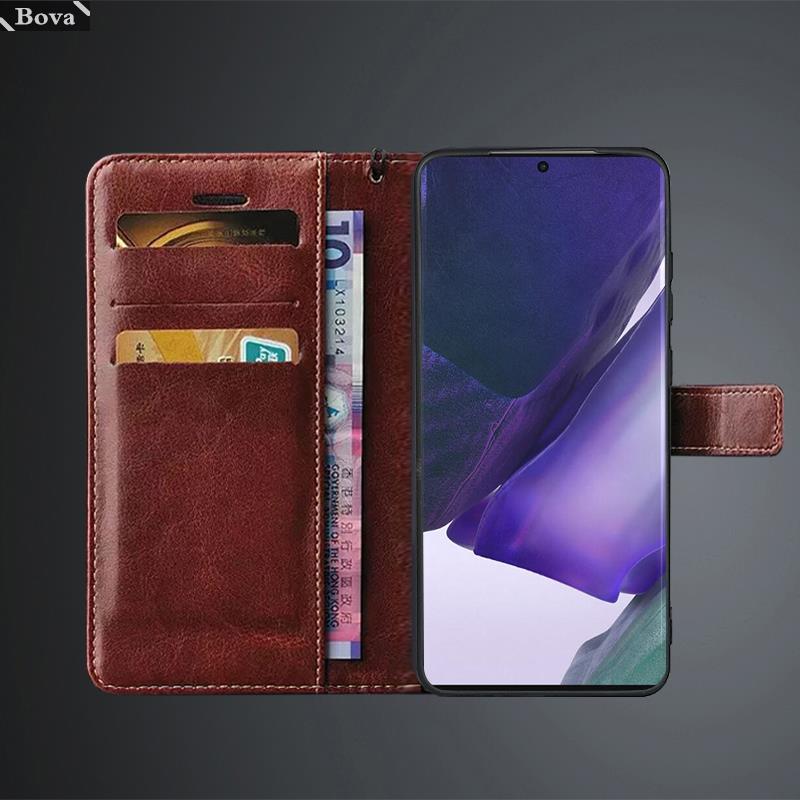Card Holder Leather Case for Samsung Galaxy Note20 / Note 20 Ultra 5G Pu Leather Flip Cover Retro Wallet Case Fundas Coque