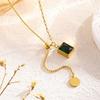 Retro Emerald Patchwork Necklace: Trendy Adjustable Titanium Steel Minimalist Choker for Women