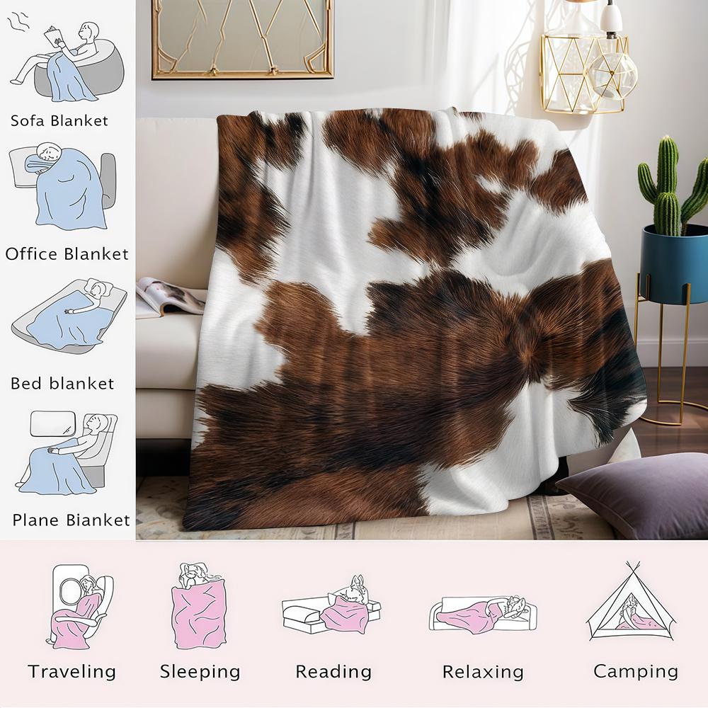 Vintage Rindsleder Strukturmuster Flanelldecke Warm Weich Halloween Weihnachten Sofa Warm Gemütlich Dekoratives Dekor für Alle Jahreszeiten