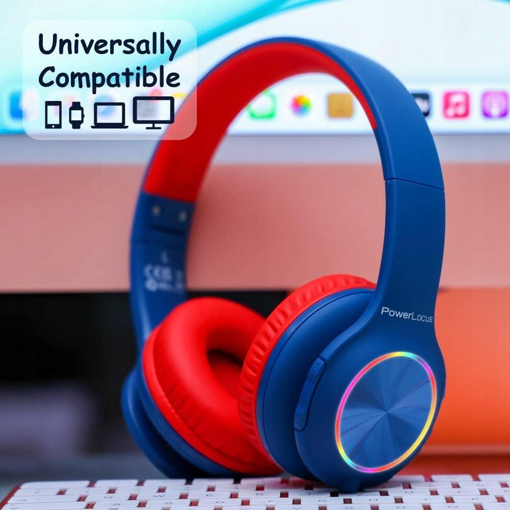 PowerLocus PLED BlueRed Wireless Bluetooth Headphones FOR KIDS with LED