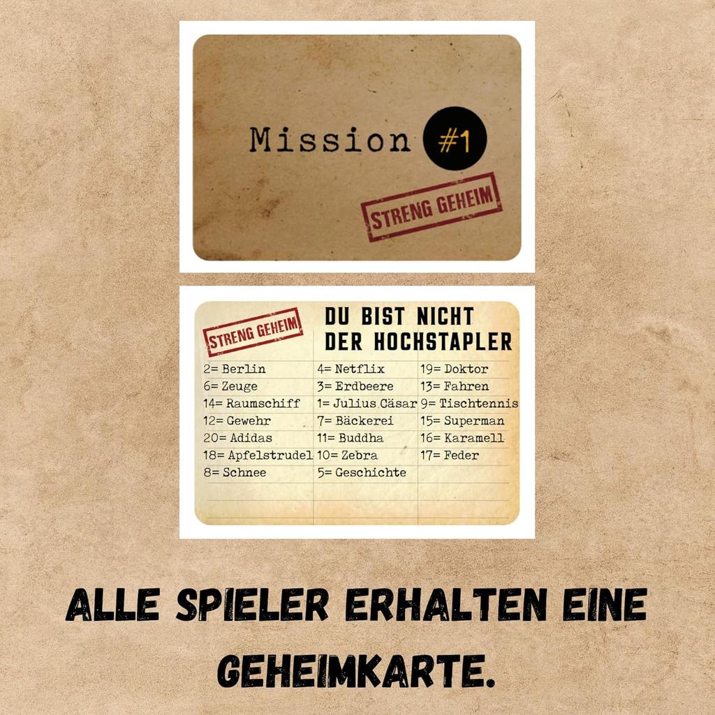 „Impostor — Můžete ho odhalit?" — desková hra, která kombinuje blafování, kreativitu, slovní hry a podezřívavost!, vhodné pro mnoho lidí, desková hra