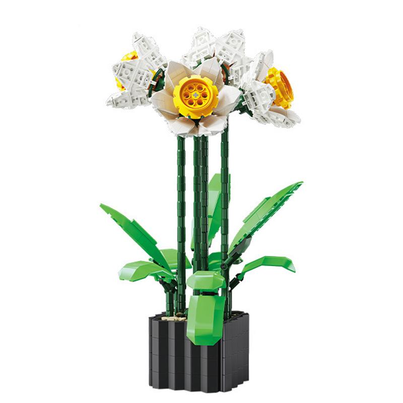 2023 City Creativity Bouquet Rhododendron Potted Plant Home Decoration Building Blocks Bricks Kids Toys
