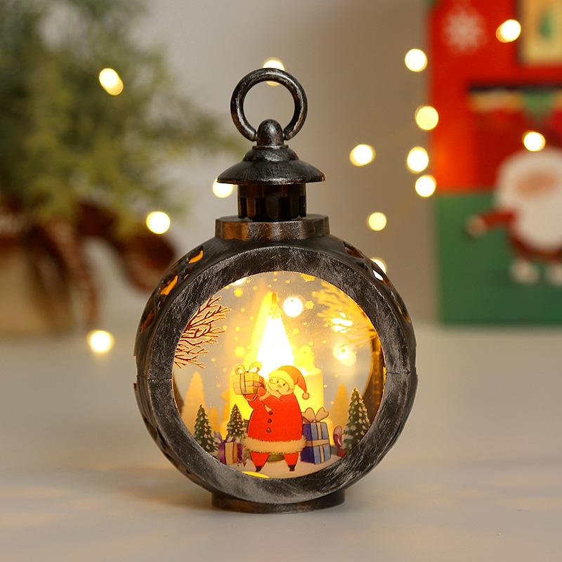 Santa Claus LED Light Christmas Retro Candle Wind Lamp for New Year Christmas Gift Snowman Home Decoration