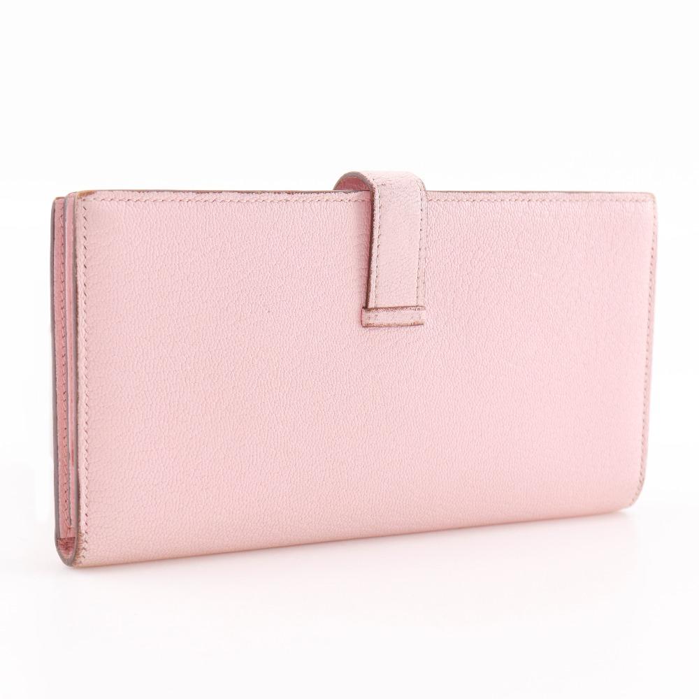 HERMES Beance fleet Purse pink leather Women Used