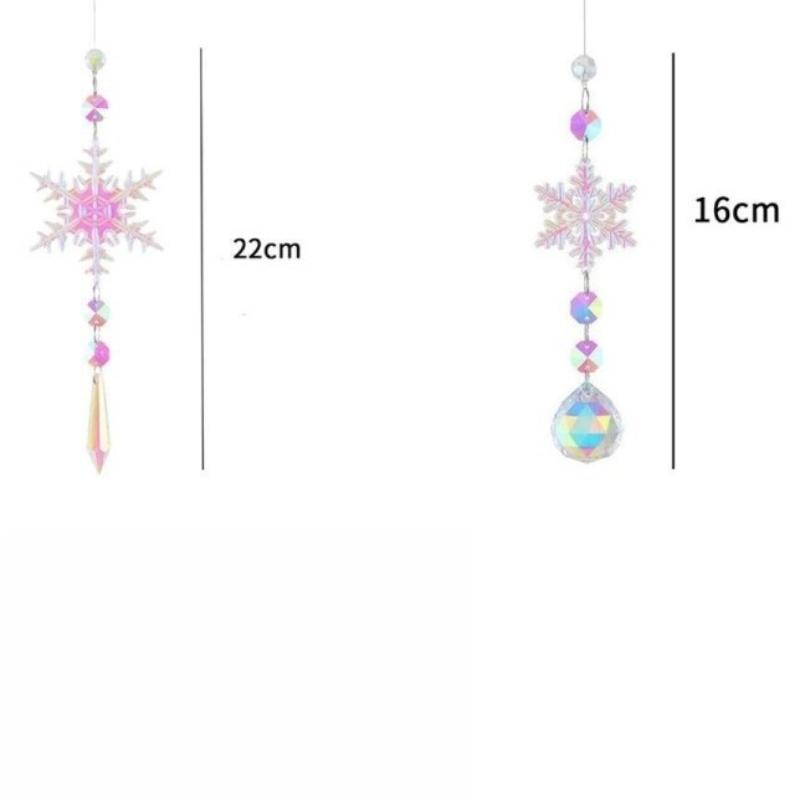 Colorful Snowflake Suncatcher Prism Rainbow Maker Crystal Pendant Christmas Tree Ornament New Year Home Window Hanging