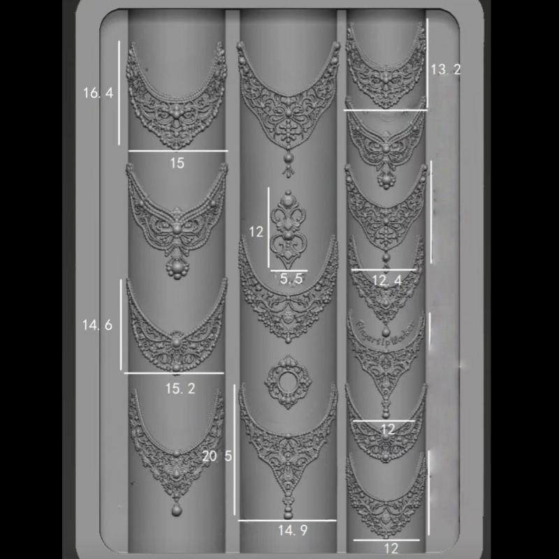 Baroque Heart French Necklace Gemstone Photo Frame 3D Acrylic Nail Mold Nail Decorations Diy Silicone Nail Nails Products