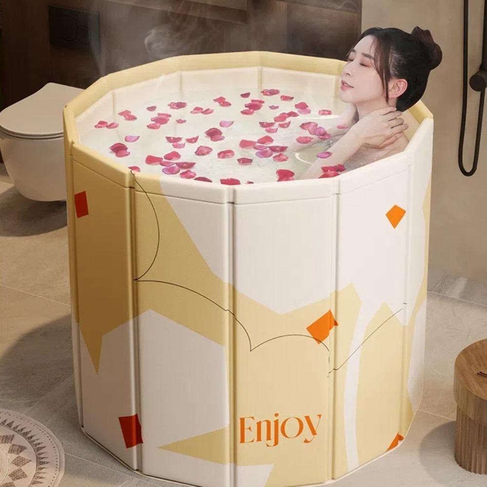 Round Enlarged Foldable Bath Tub Full Body Bath Bucket Portable Portable Bathtub Household