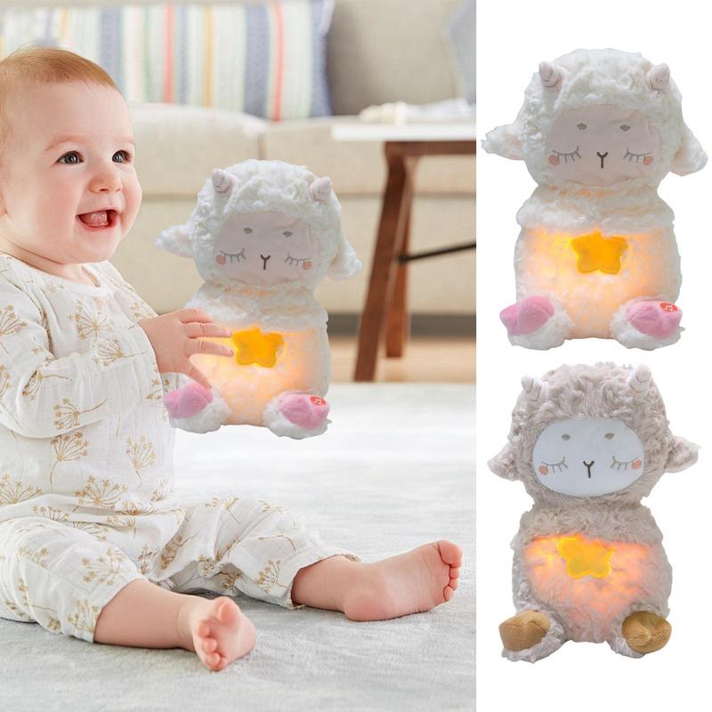 Atmendes Schaf Plüschtier Beruhigende Puppe Kinder Schlafmusik Begleiter Beschwichtigungsspielzeug Mehrzweck-Schlafhilfe für Babys