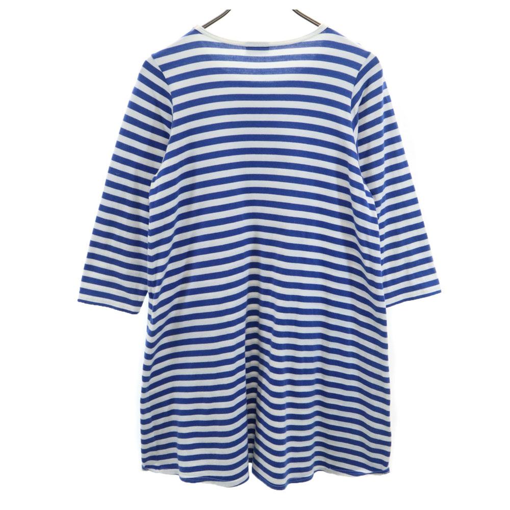 Marimekko Border Pattern Long Sleeve One Piece 160 Blue X White Kid's Used