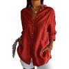 European Style Women Solid Pleated Shirt with Lapel and Roll Up Sleeves