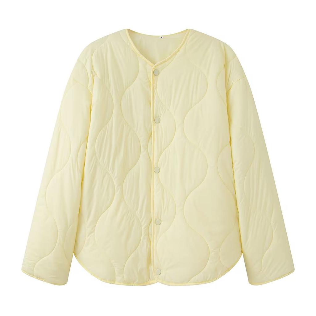 Autumn And Winter Round Neck Rhombus Padded Jacket Top Thickened Jacket