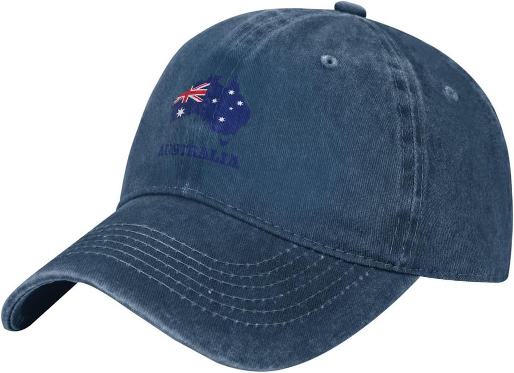 Australia Map Flag Vintage Twill Denim Baseball Cap Sun Protection Casual Unisex Adult